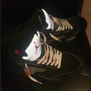 Jordan Men's Black and White Sneakers with Red Accents